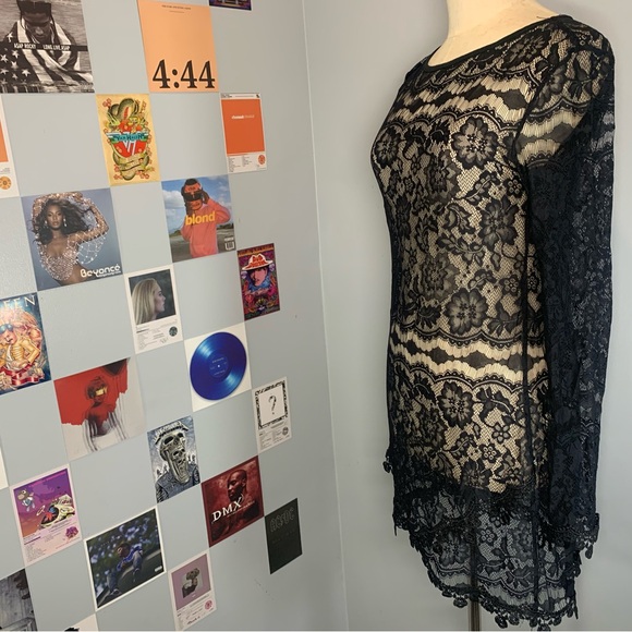 For Love and Lemons Black Mesh Lace Mini Dress - Picture 3 of 9